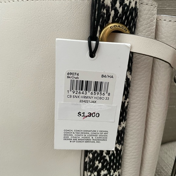 COACH HARMONY HOBO 33 IN COLORBLOCK WITH SNAKESKIN DETAIL New Authentic - Picture 7 of 15